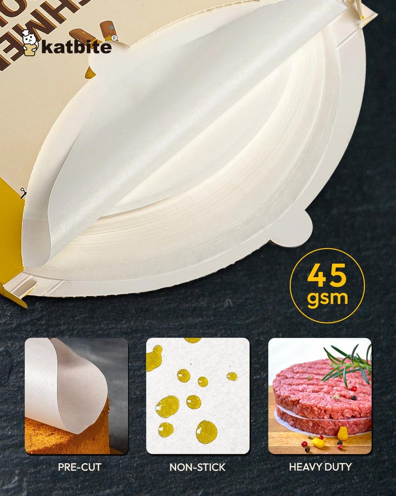 Katbite 12 Inch 200Pcs Parchment Paper Rounds, Round Baking Sheets Paper for Patty Separating, Freezing, Springform Cake Tin, Toaster Oven, Tortilla Press - Image 2